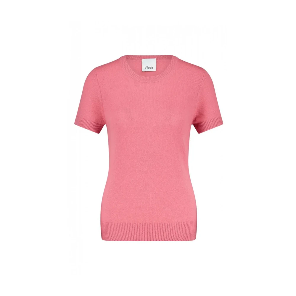 Allude Korte Mouwen Kasjmier Trui Pink Dames