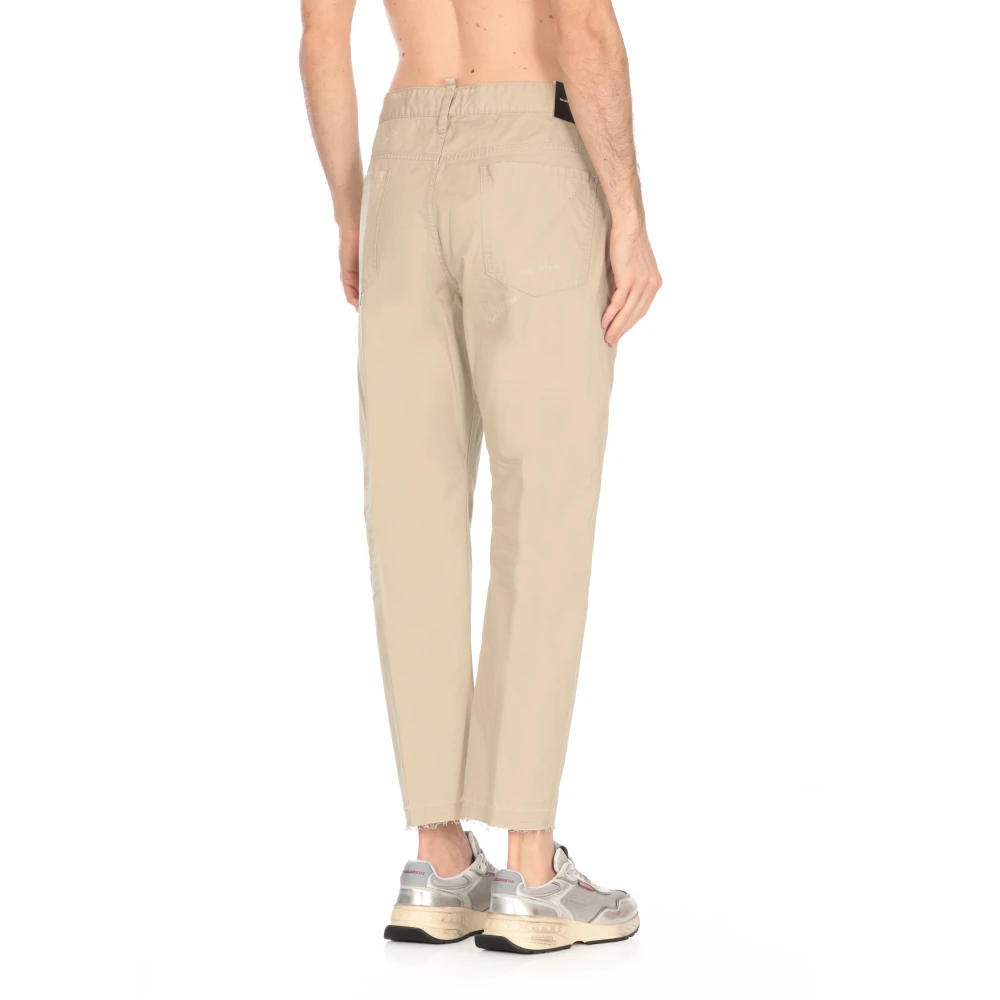 Dsquared2 Beige Katoenen Jeans met Gescheurde Details Beige Heren