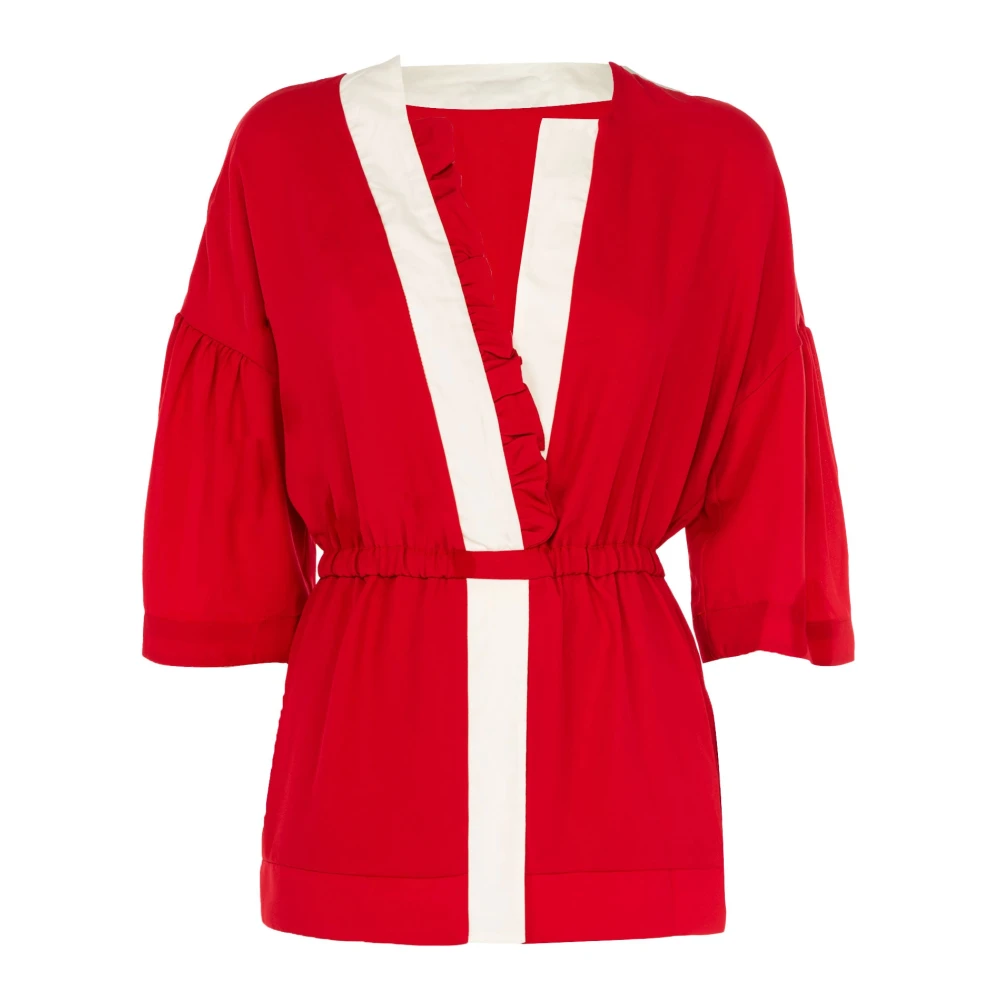 Fracomina Rode lange mouwen blouse Red Dames