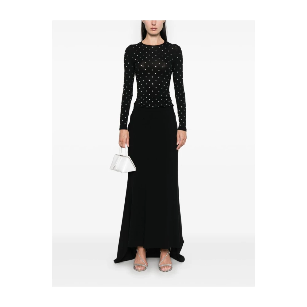 Paco Rabanne Zwarte Top met Kristalversiering Black Dames