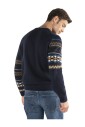 pull-col-rond-bleu-multicolore-tresse