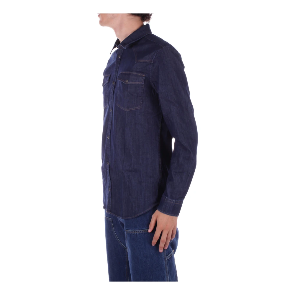 Dondup Denim Clip Front Zakken Shirt Blue Heren