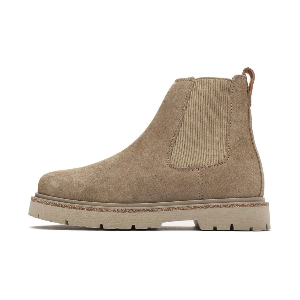 Birkenstock Beige Suède Enkellaarzen met Anatomisch Voetbed Beige Dames
