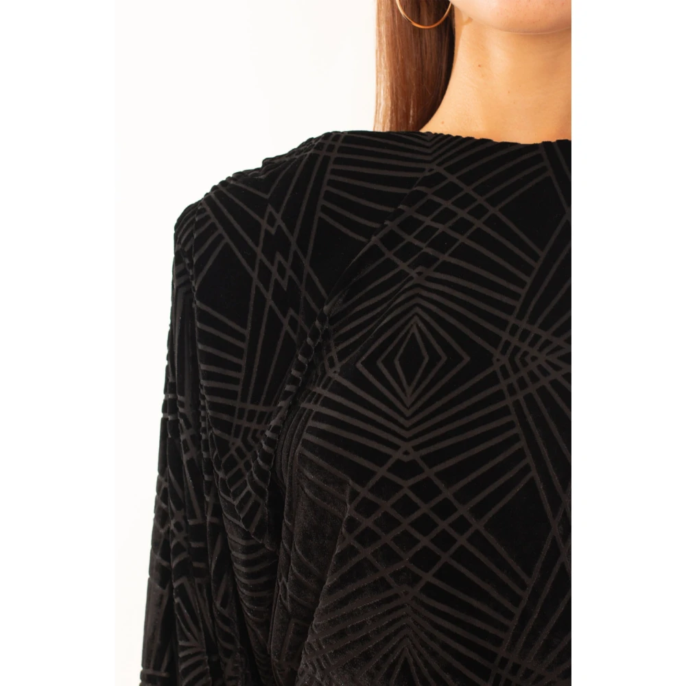 pinko Fluweel Mini Jurk in Zwart Black Dames