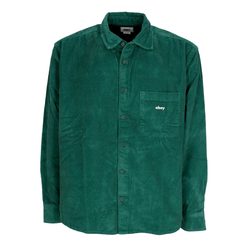 Obey Fluweel Regenwoud Langarm Shirt Green Heren