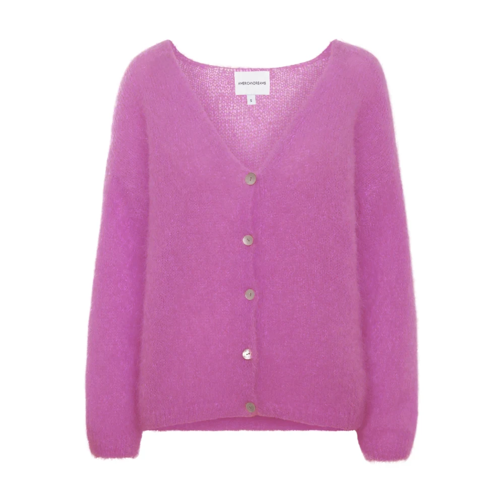 American Dreams Paarse Mohair Cardigan met Knoopdetails Purple Dames