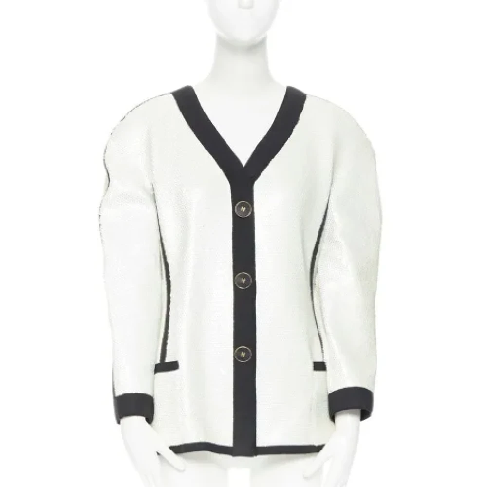Chanel Vintage Pre-owned Polyester outerwear White Dames