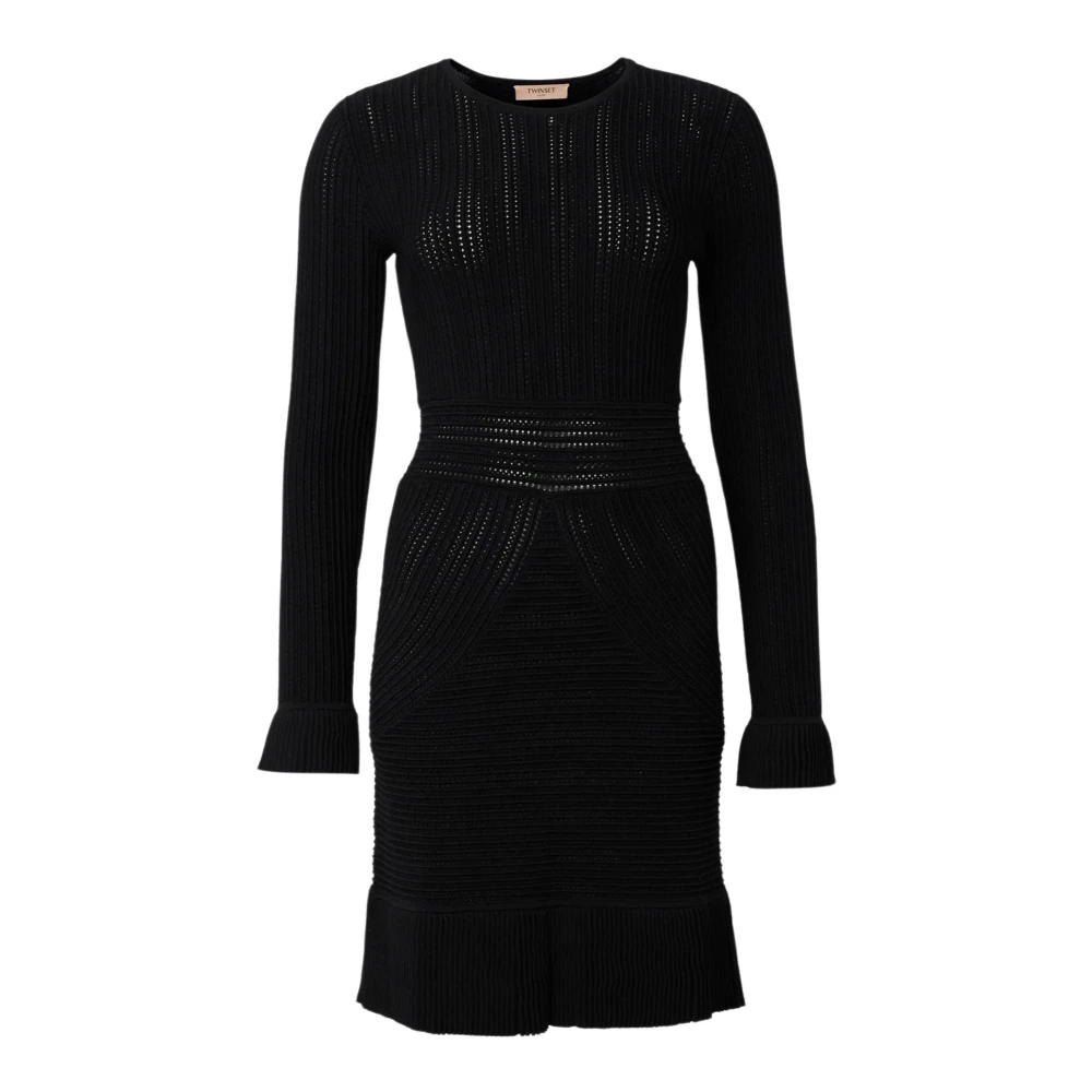 Twinset Zwart Gebreide Buis Werk Jurk Black Dames