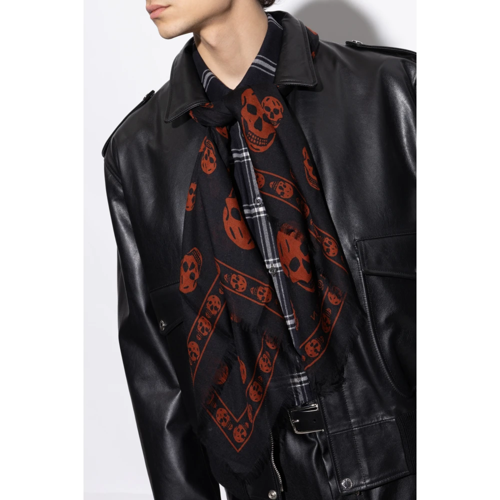 alexander mcqueen Sjaal met zijden afwerking Black Heren
