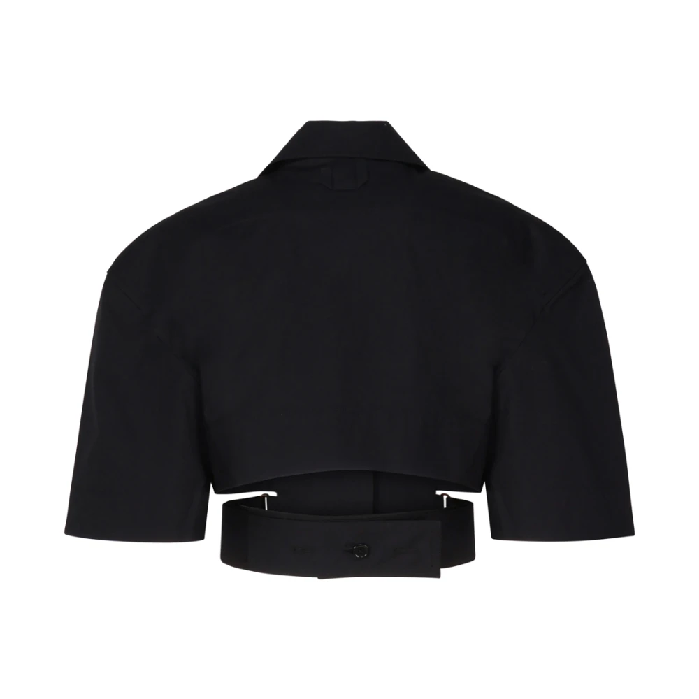 Jacquemus Zwarte korte overhemd met riem Black Dames