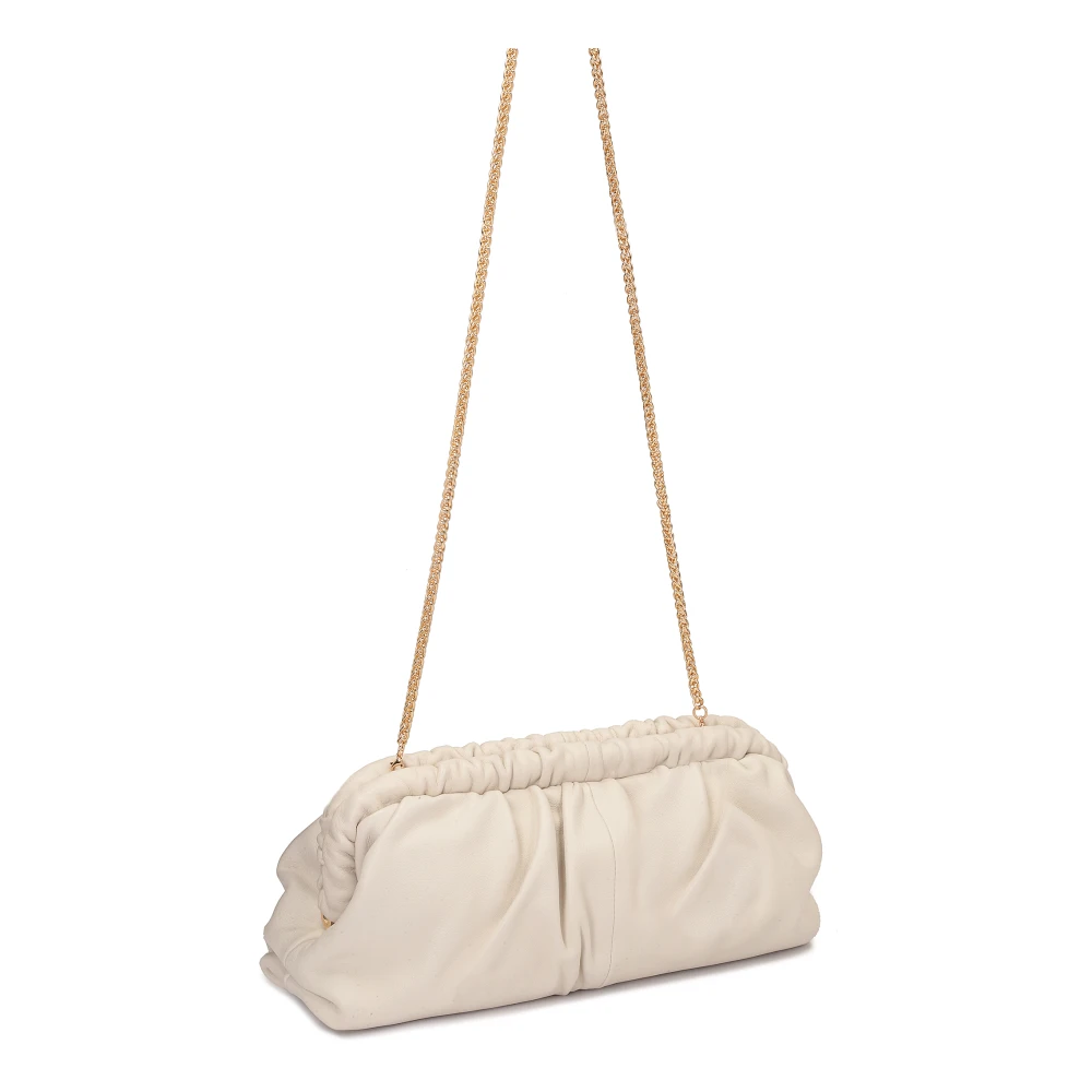 Kazar Leren tas met metalen frame Beige Dames
