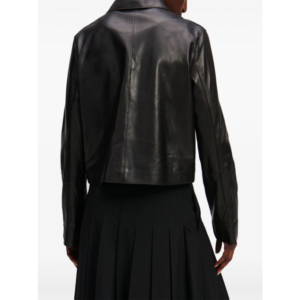 Karl Lagerfeld Zwart Lederen JAS MET Zakken EN Knopen Black Dames