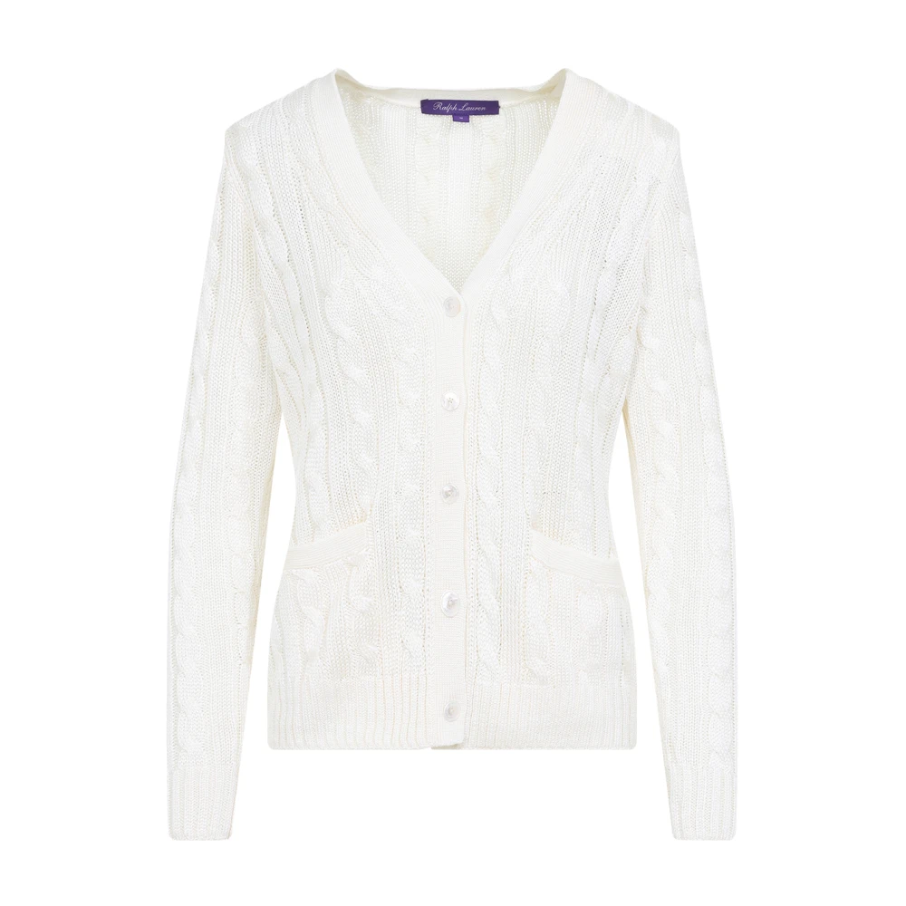 Ralph Lauren Kabelgebreide Zijden Cardigan White Dames