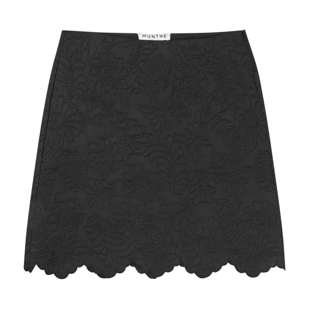 Munthe Gewatteerde Bloemen Geborduurde Rok Zwart Black Dames
