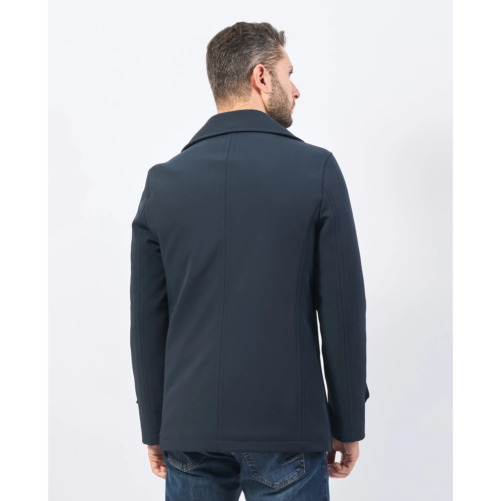 Mulish Blauwe dubbelrijige jas voor mannen Blue Heren