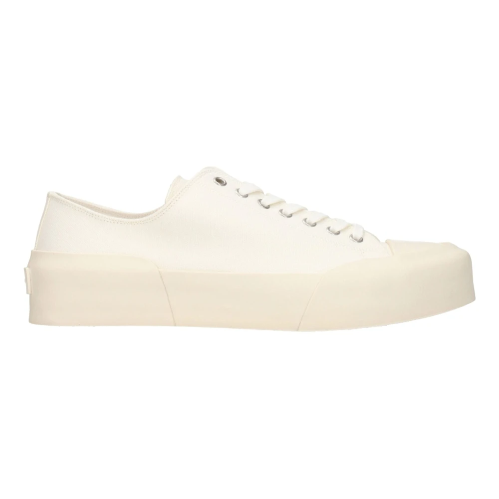 Jil Sander , Sneakers, Male, White, 9 Uk, Beige Fabric Low Tops Trainers