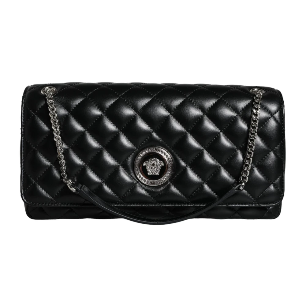 Versace Gewatteerde leren crossbody schoudertas Black Dames