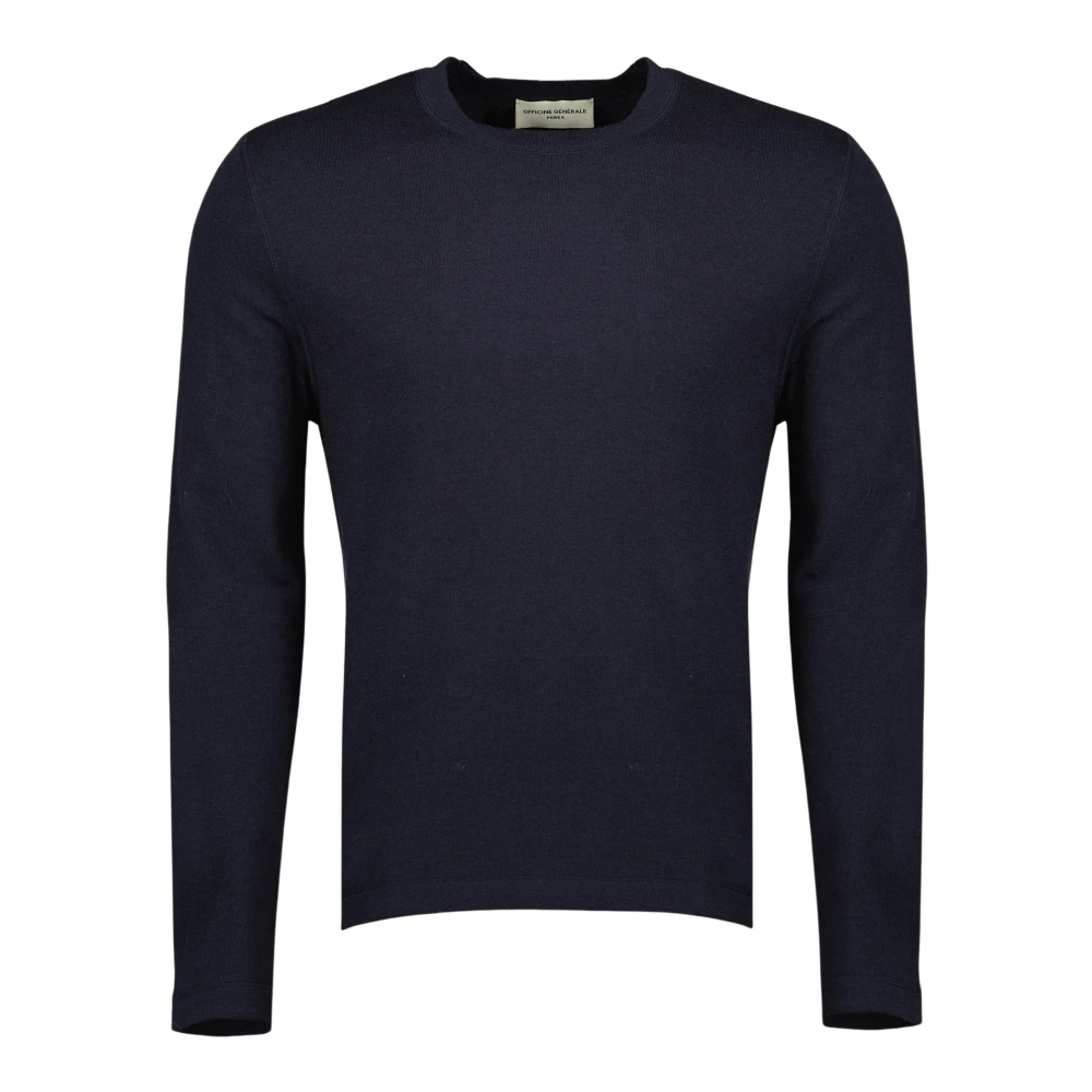 Officine Générale Blue Round-Neck Knitwear, Male, S, Round-Neck Knitwear