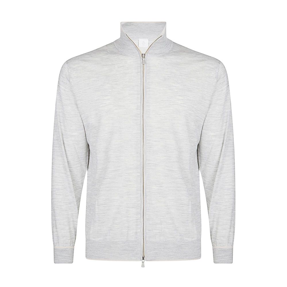 Eleventy Merino Staande Kraag Rits Trui Gray Heren