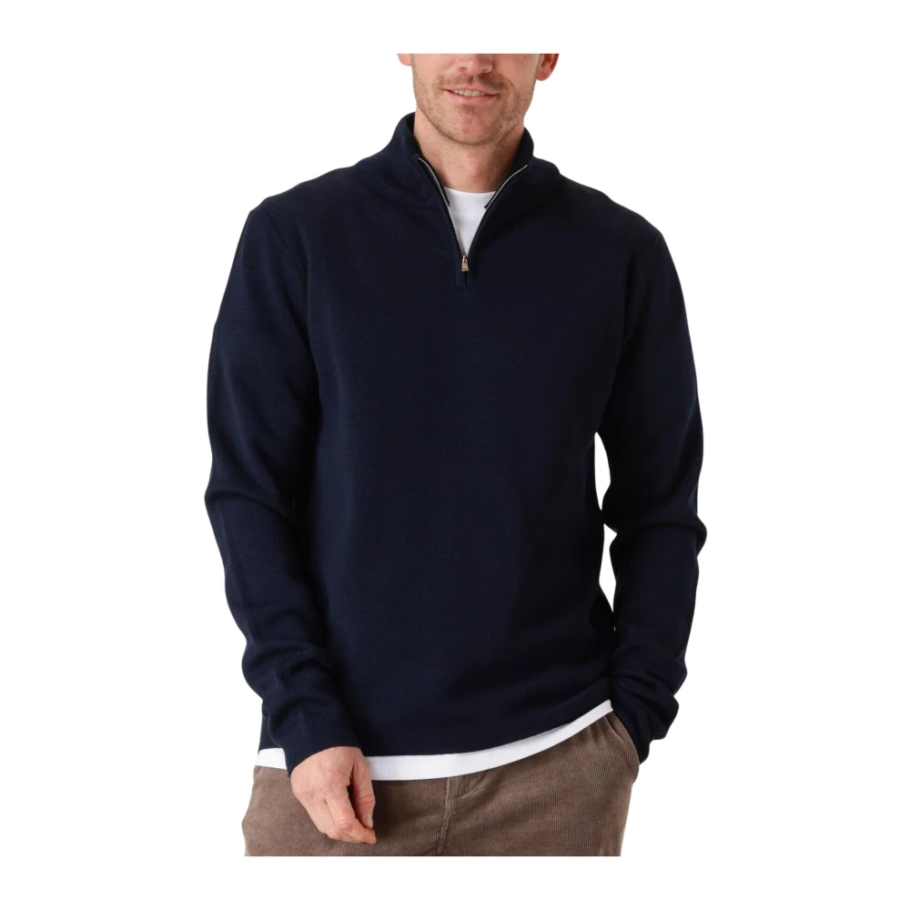 The GoodPeople Blauwe Half Zip Sweater Kamark Blue Heren