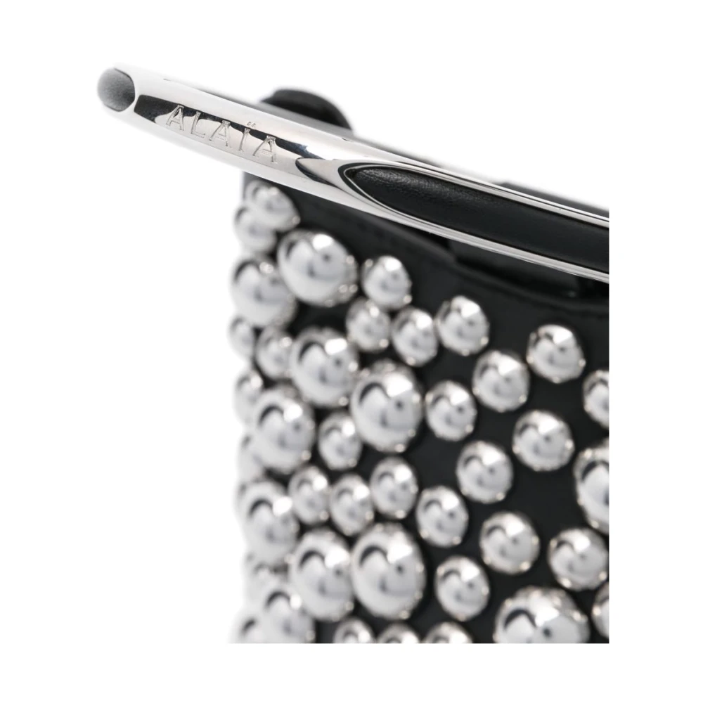 Alaïa Studded Bucket Tas in Zwart Leer Black Dames