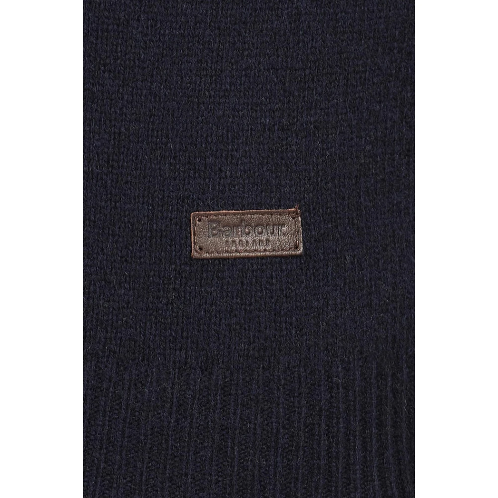 Barbour Blauwe Wollen Trui Elleboog Patches Blue Heren