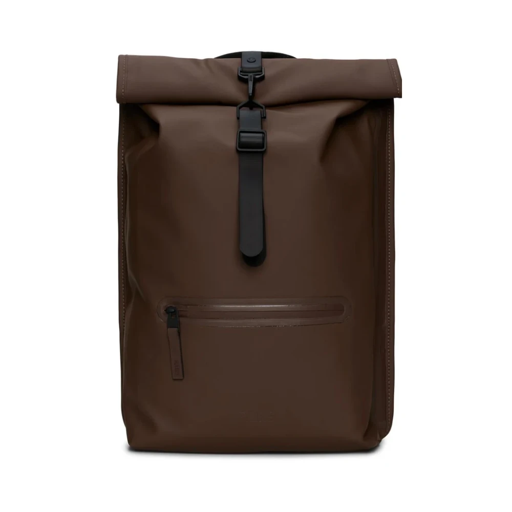 Rains Rolltop Rugzak met Fietslusklem Brown Unisex