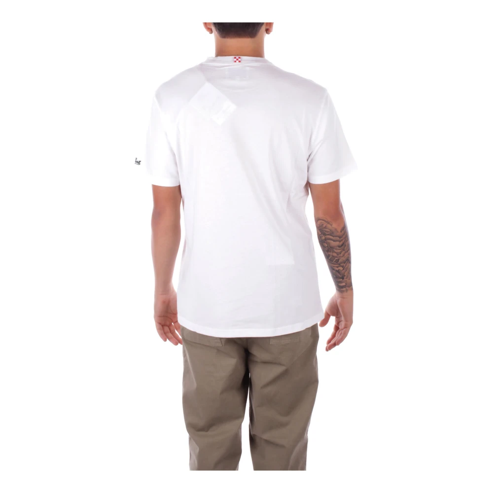 Saint Barth Logo Zij T-shirts en Polos White Heren