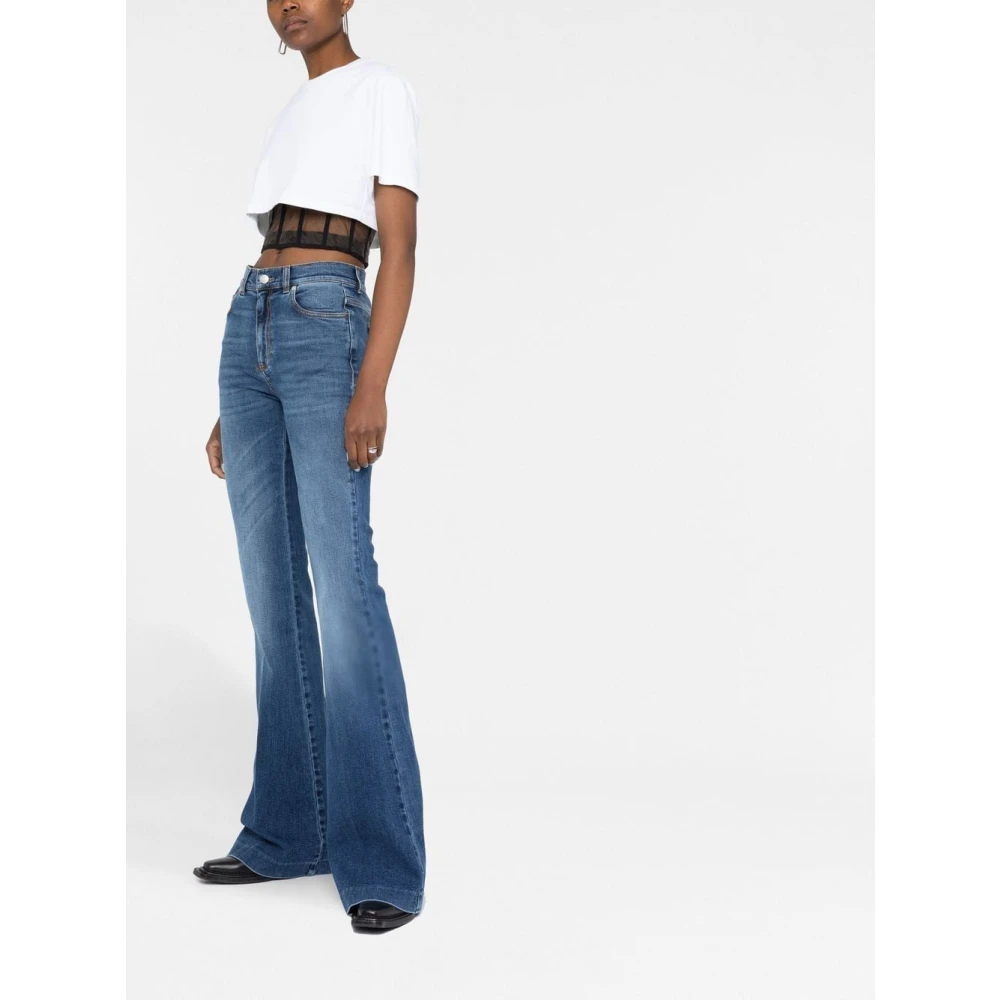 alexander mcqueen Blauwe Distressed Flared Jeans Blue Dames