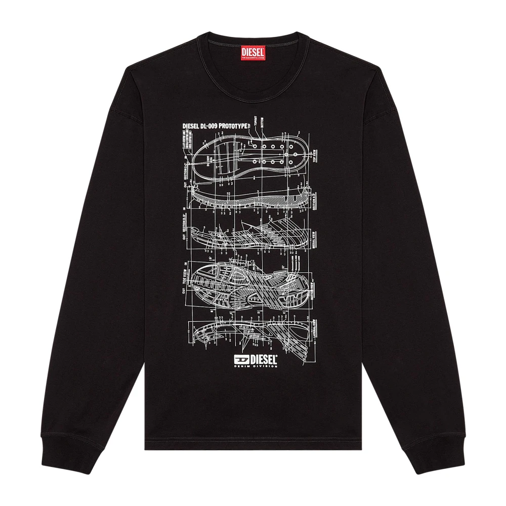 Diesel Long-sleeve T-shirt with Prototype print Black Heren