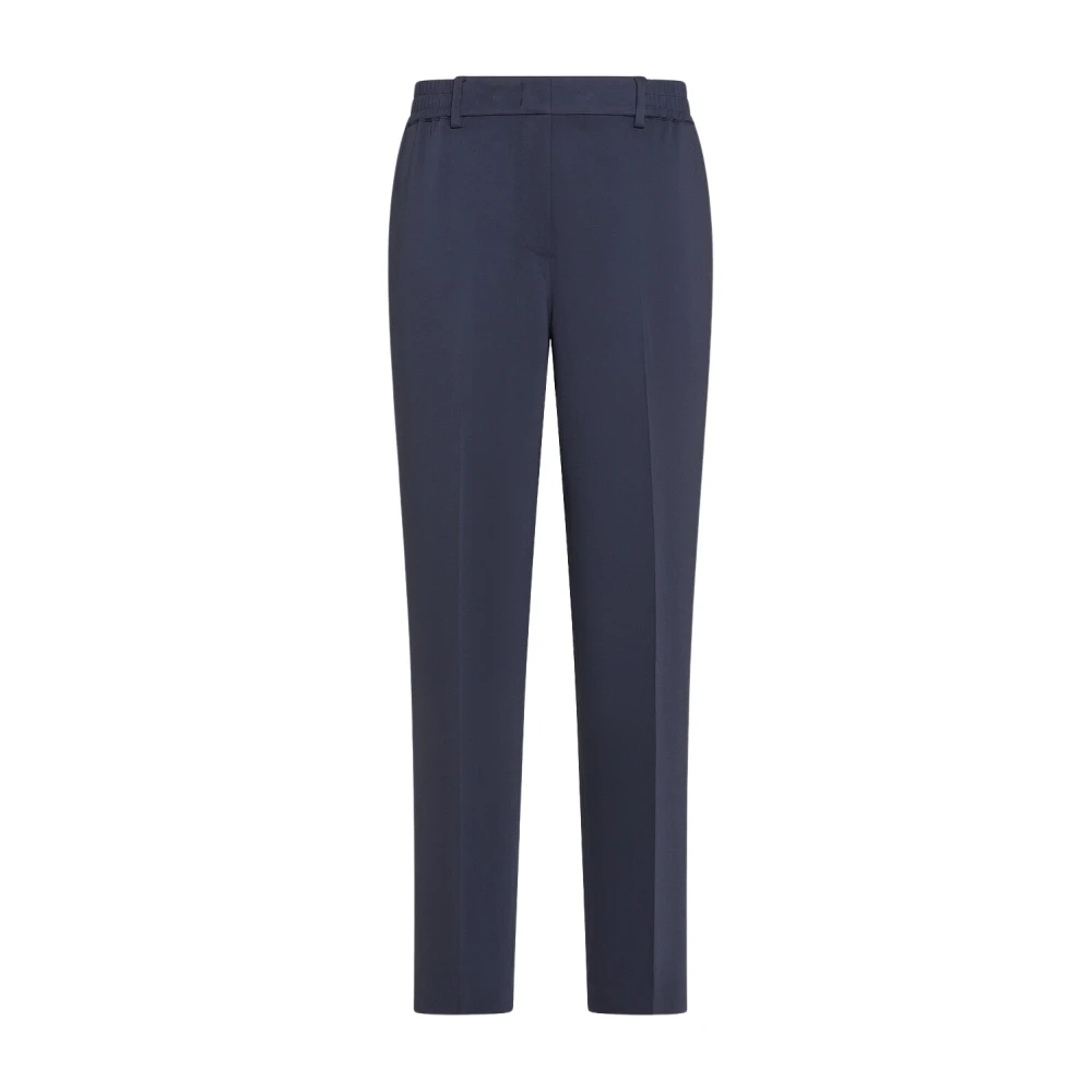 Seventy Blue Stretch Cadì Trousers - Female - Straight Trousers - S - Trousers
