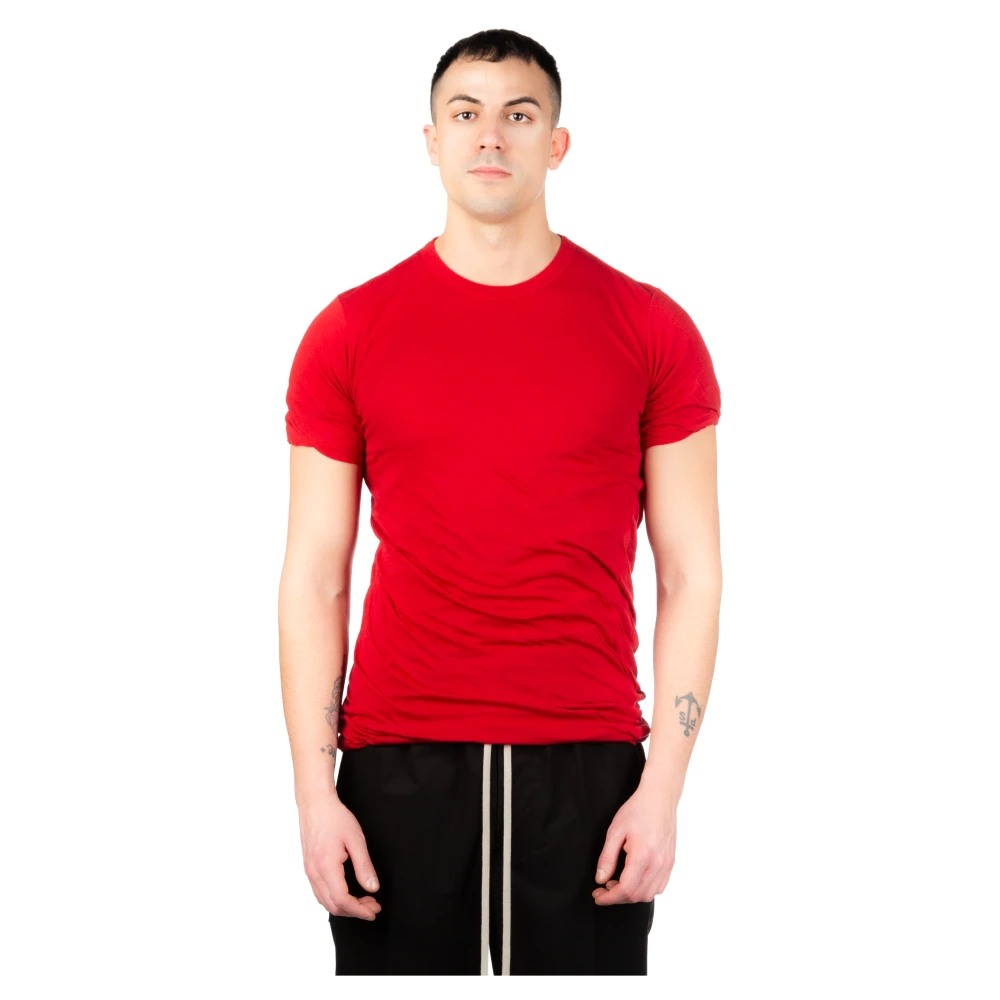 Rick Owens Dubbele SS T-shirt in Cardinal Red Heren
