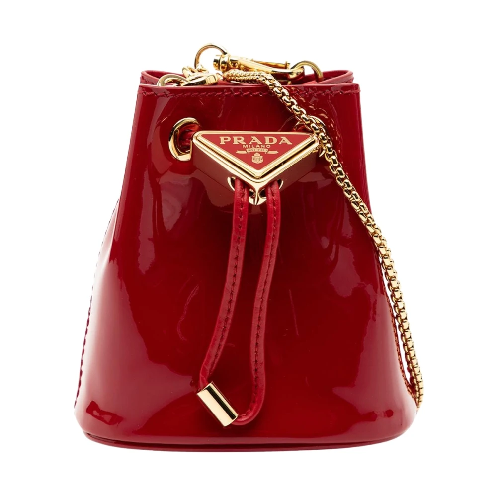 Prada Vintage Women's Red Pre-Owned Mini Bucket Bag With Chain Strap