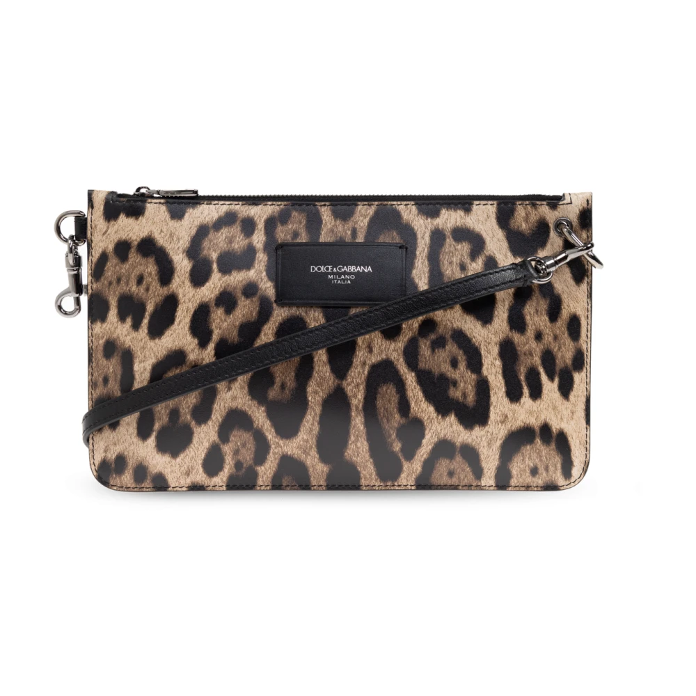 Dolce & Gabbana Herr Brun Väskor One Size, Läder, Djurmönstrad Axelväska