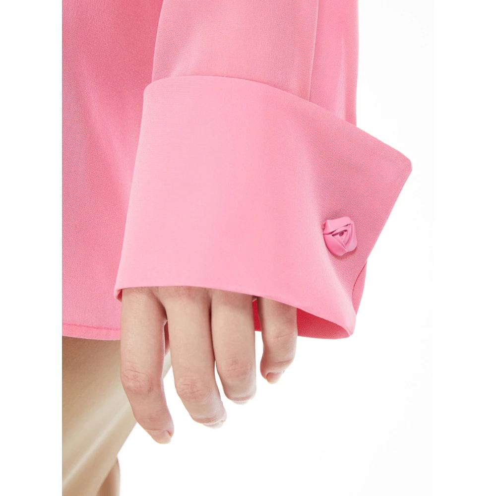 SPORTMAX Zijden Crepe de Chine Blouse Roze Pink Dames
