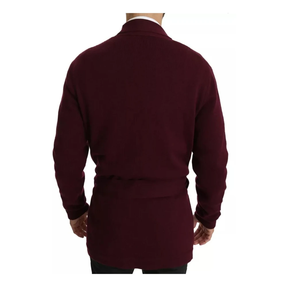 Dolce & Gabbana Luxe Cashmere Cardigan Sweater Maroon Brown Heren