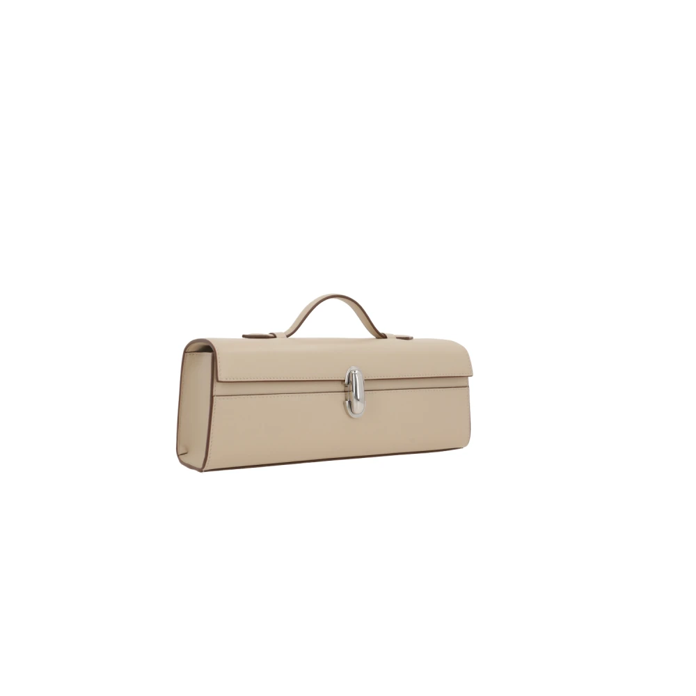Savette Beige leren handtas met draaislot White Dames