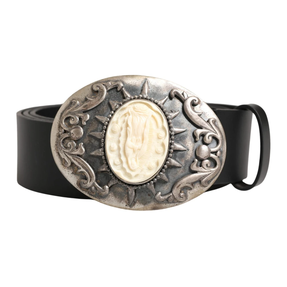 Dolce & Gabbana Men's Black Ornate Buckle Belt