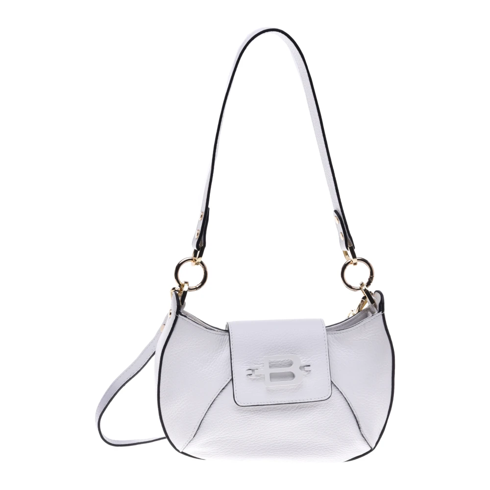 Baldinini Shoulder bag in white tumbled leather White Dames