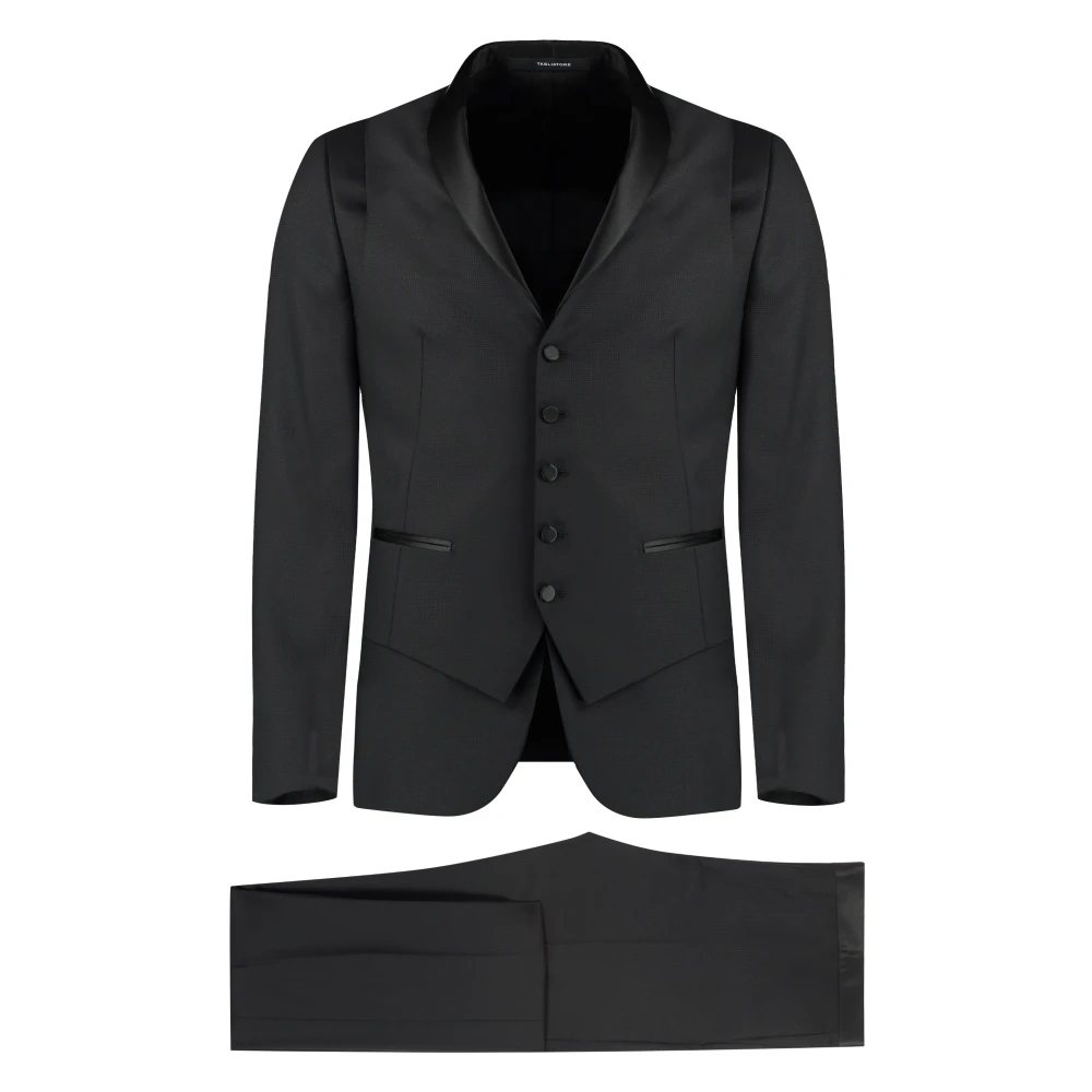 Tagliatore Driedelig wollen pak Black Heren