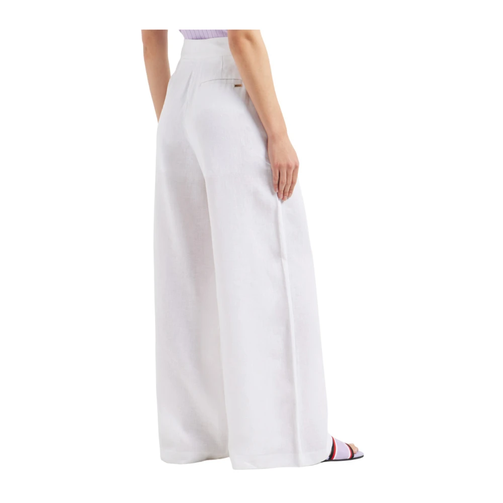 Emporio Armani Witte Linnen Wijde Pijp Broek White Dames