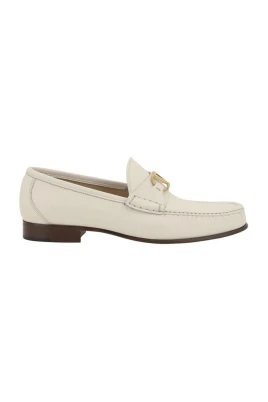 Block Heel Läderloafers med VLogo
