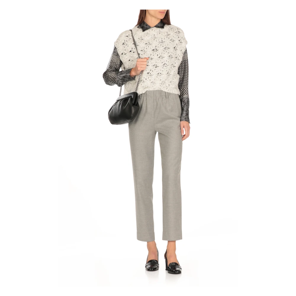 Antonelli Firenze Bloemen Mouwloze Trui Grijs Gray Dames