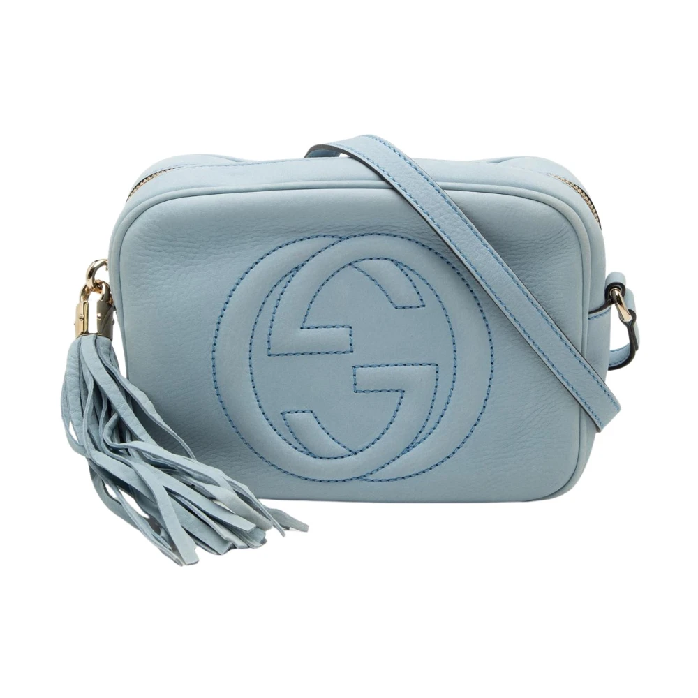 Gucci Vintage Women's Blue Pre-Owned Leather Shoulder Bag With Tassel
