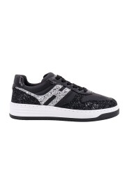 Leder-Sneakers mit Glitzerdetails für Frauen