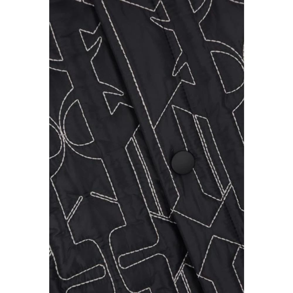 Palm Angels Antraciet Gewatteerde Nylonjas All Monogram Gray Heren
