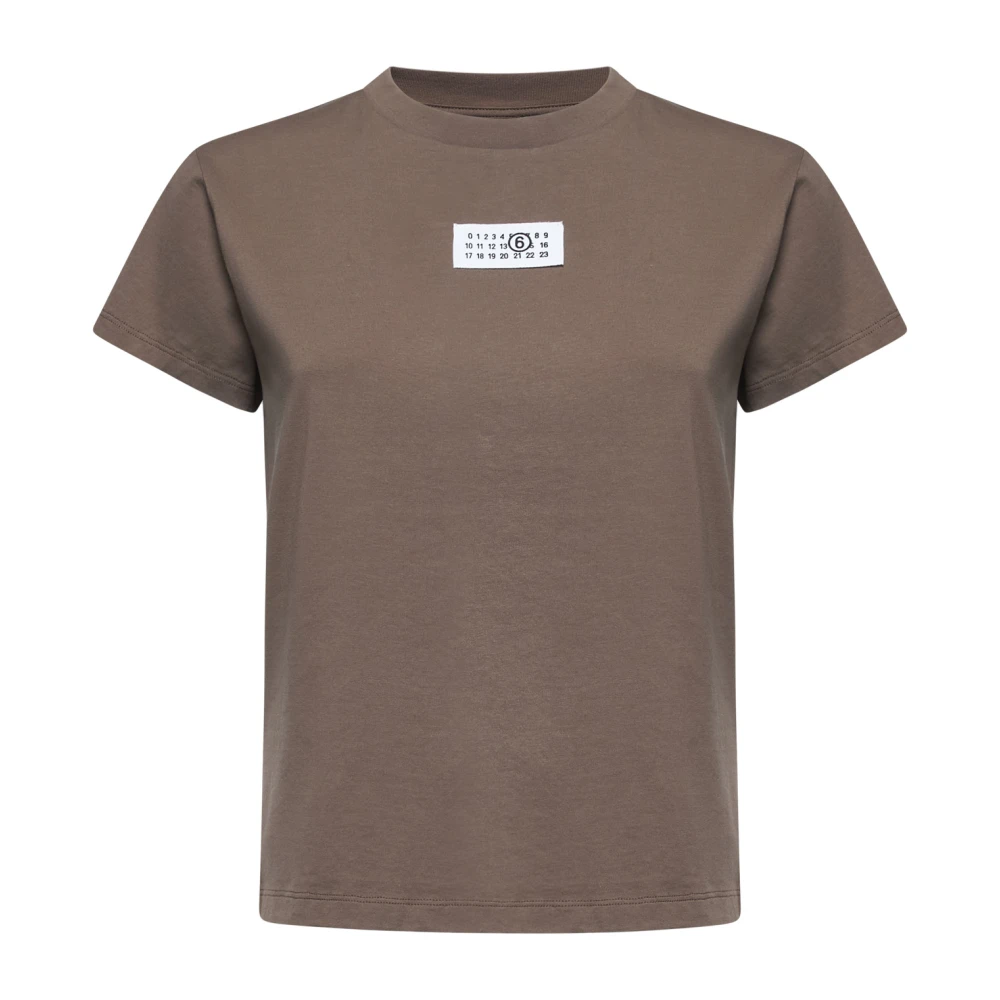 MM6 Maison Margiela Beige Katoenen Jersey Crew Neck T-shirt Beige Dames
