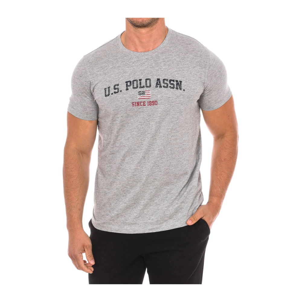 U.s. Polo Assn. T-shirt met Korte Mouwen en Geribbelde Hals Gray Heren