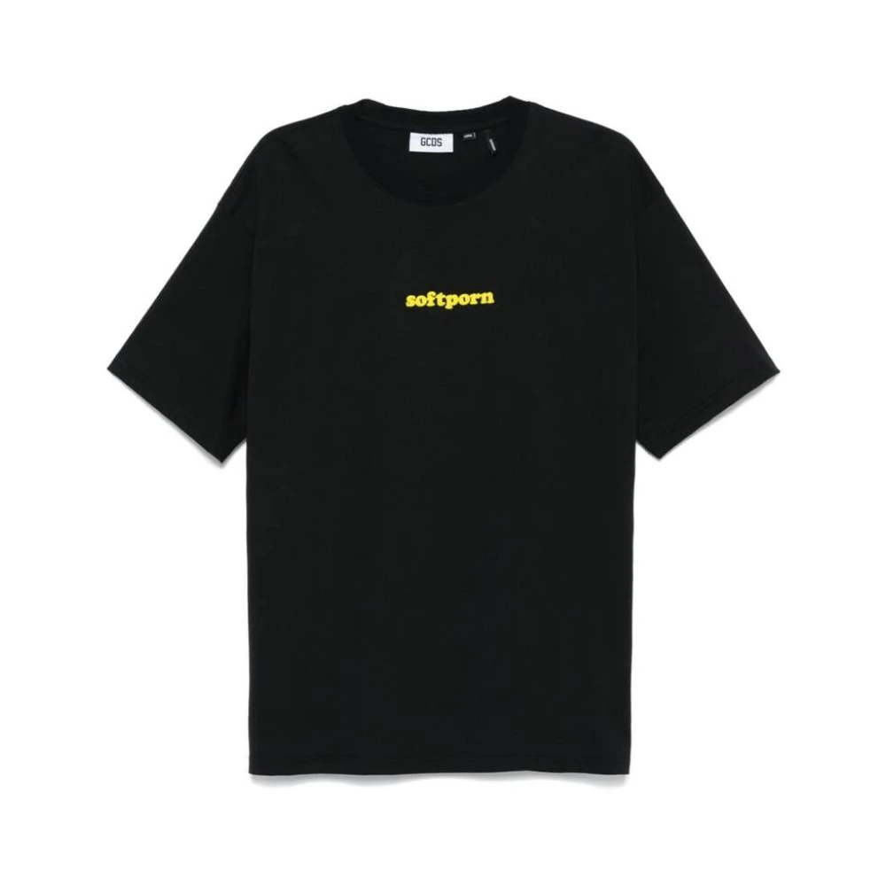 Gcds Zwarte Katoenen Geborduurde Motief T-shirt Black Heren