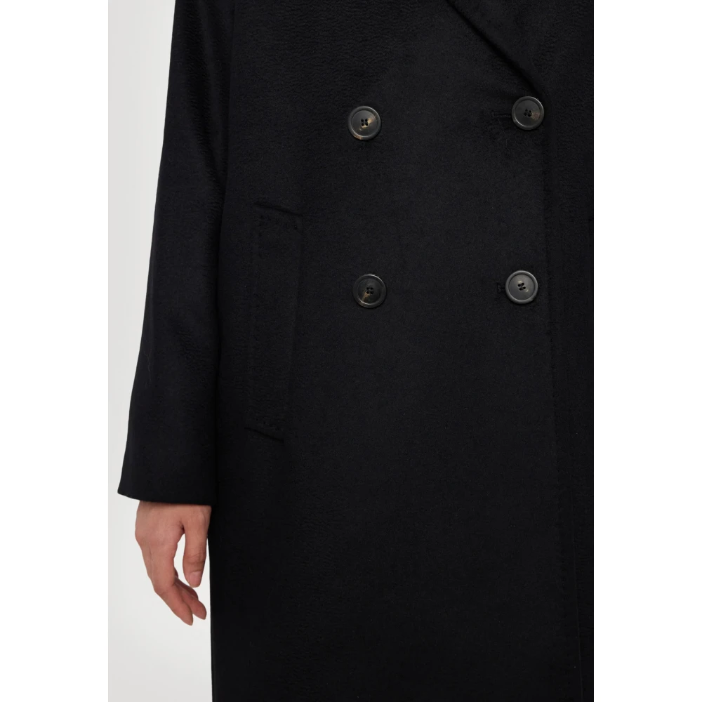 Max Mara Weekend Zwarte wollen double-breasted midi-jas Black Dames